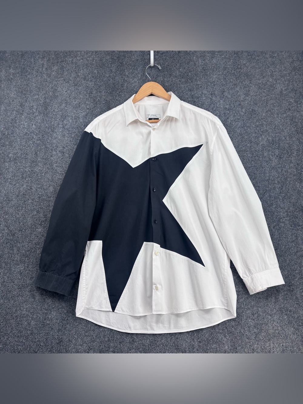 Versace Trend White & Black Star Edgy Colorblock Button Up Long Sleeve Men’s XL